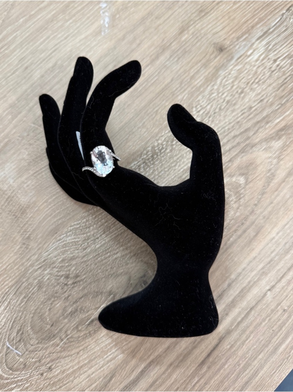 Ring Cocktail White Simulant Stone Sterling Silver Size 7-NWT